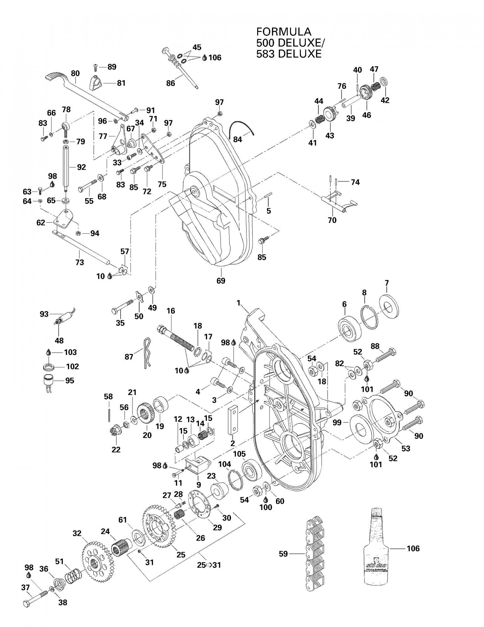 Fits 1996-2007 Ski-Doo Formula 500 / Formula 500 Deluxe Models Machined Tensioner, OEM Part # 504081000