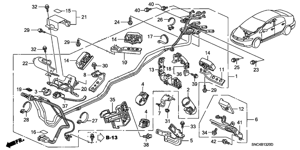 New 2007 Fits Honda Civic Stay Assy. B, Cable, Part # 1F061-RMX-010