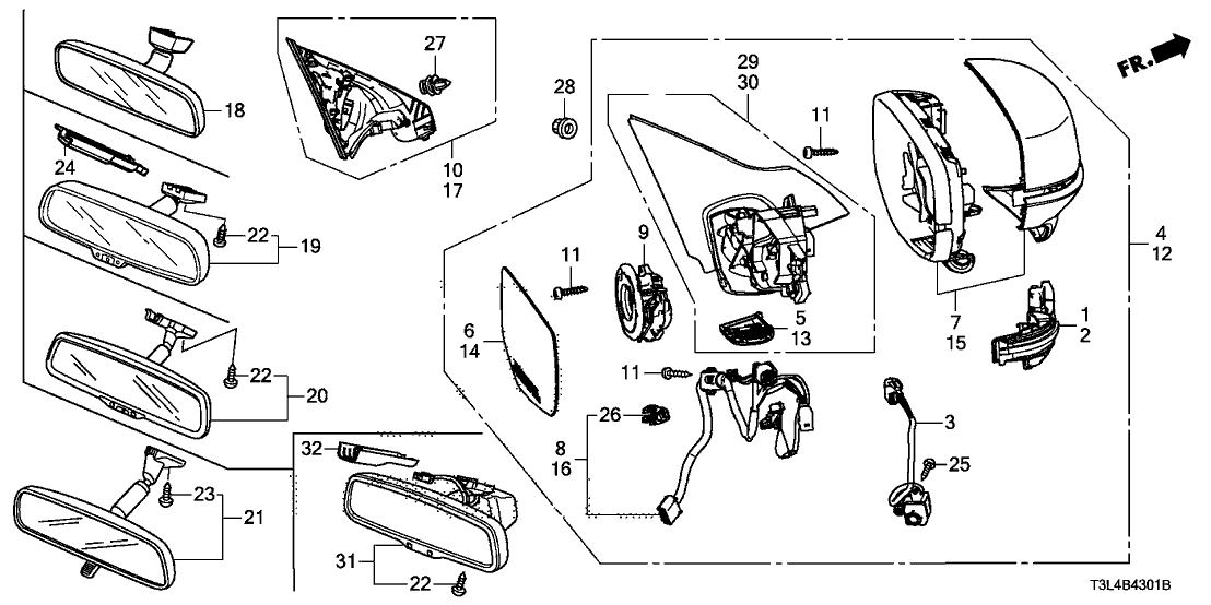 Honda New 2013-2015 Fits Honda Accord Bracket, R. Base *YR594P* (TIGER EYE PEARL), Part # 76208-T3L-A31ZA