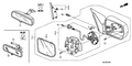 Honda New 2007-2008 Fits Honda Pilot Mirror Assembly, Passenger Side Door (Dark Cherry Pearl) (R.C.) (Heated), Part # 76200-S9V-C11ZU