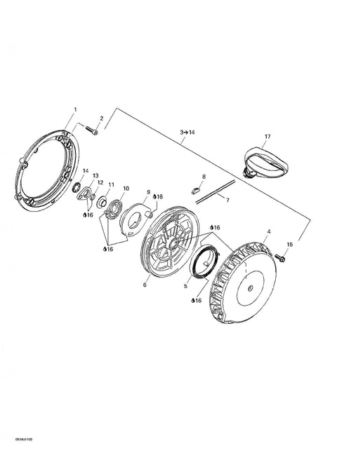 Fits 2001-2007 Ski-Doo Formula Deluxe 500/600/700 / Grand Touring 500/600/700 Models Rope Sheave Suv 600, OEM Part # 420852286