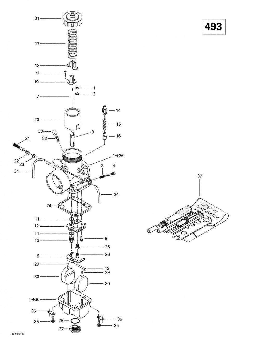 Fits 1998/2000/2001 Ski-Doo Needle Jet 480-P-8 Formula Deluxe 500., OEM Part # 404161700