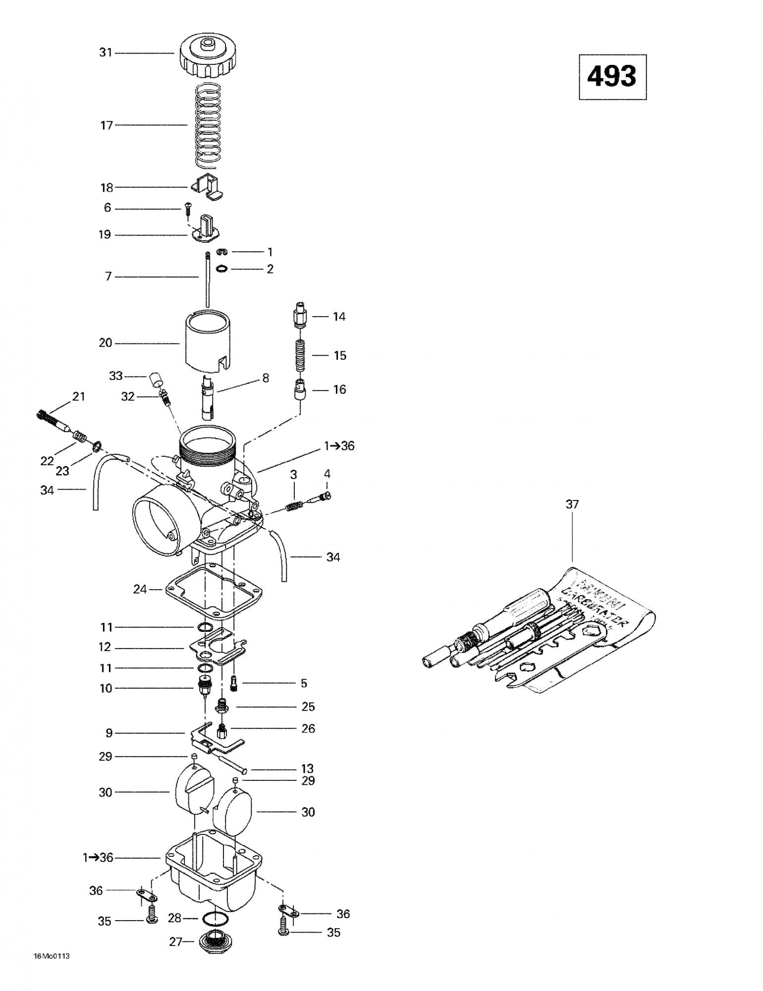 Fits 1998/2000/2001 Ski-Doo Needle Jet 480-P-8 Formula Deluxe 500., OEM Part # 404161700