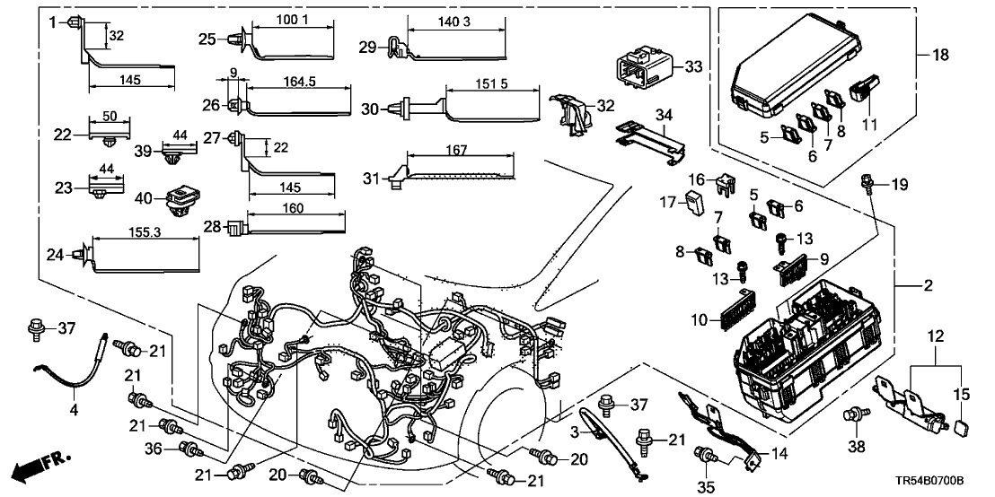 New 2013 Fits Honda Civic Engine Room Wire Harness, Part # 32200-TR5-A01