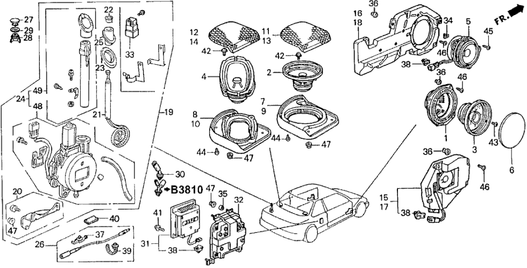 Honda New 1991-1993 Fits Honda Accord Box, L. Speaker *B44L* (PALMY BLUE), Part # 39125-SM4-960ZF