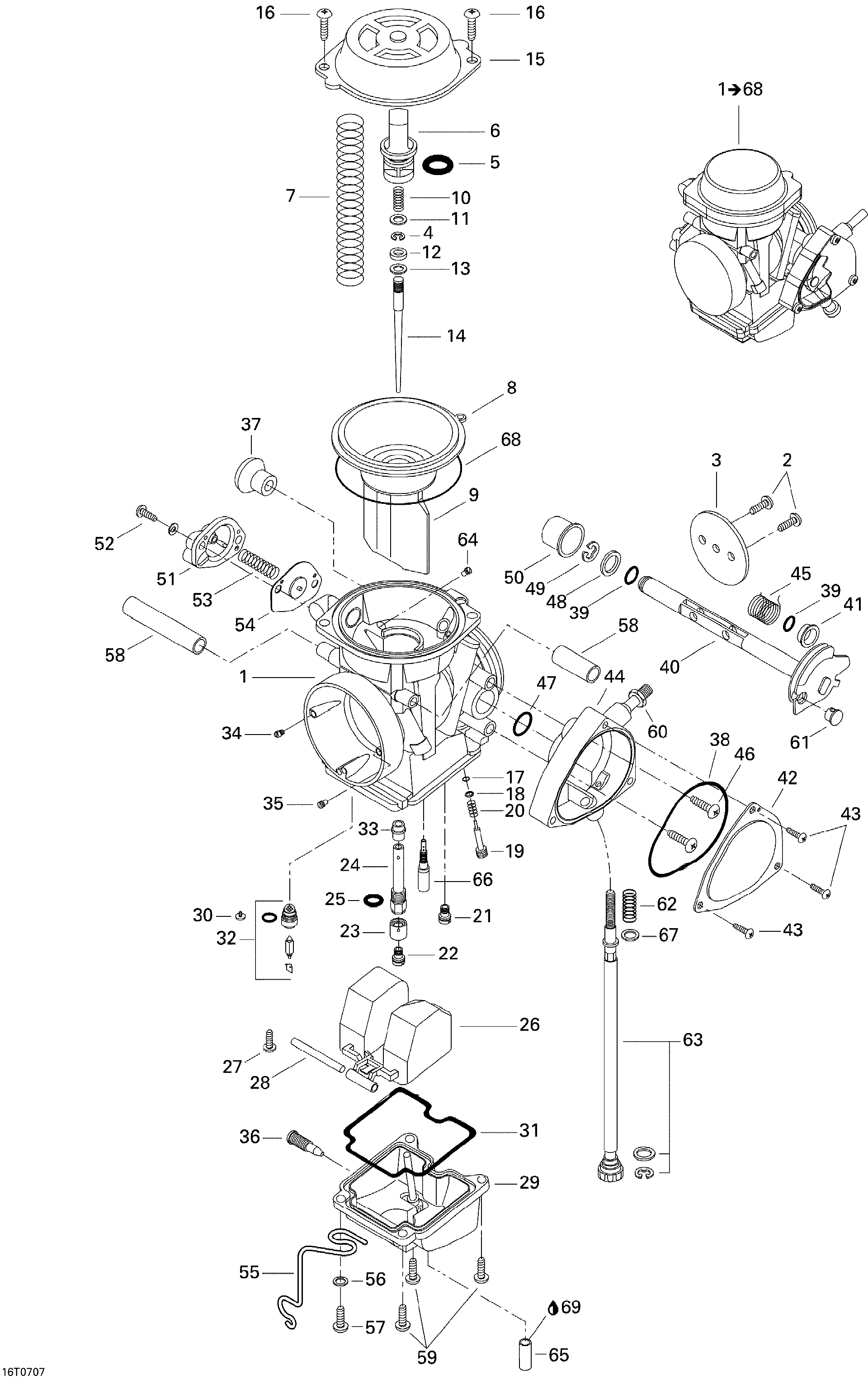 Can-Am - OEM schematic diagram - Part # 2572-707200147 - 02- Carburetor - Ref # 7