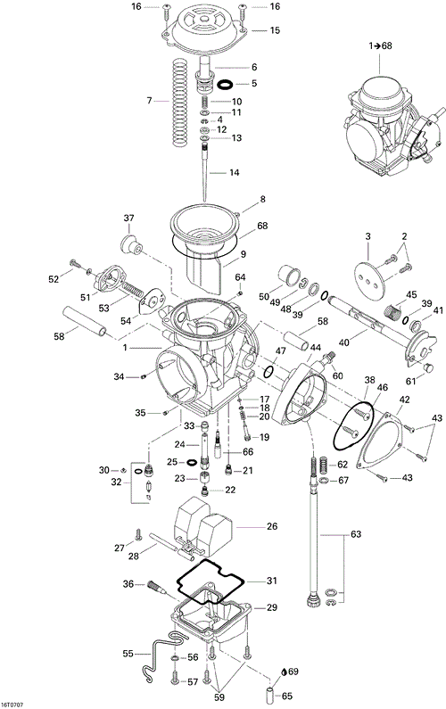 Can-Am - OEM schematic diagram - Part # 2572-707200147 - 02- Carburetor - Ref # 7