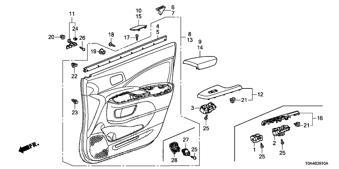Honda New 2015-2016 Fits Honda CR-V Base, R. *YR449L*, Part # 83502-T0J-A52ZB
