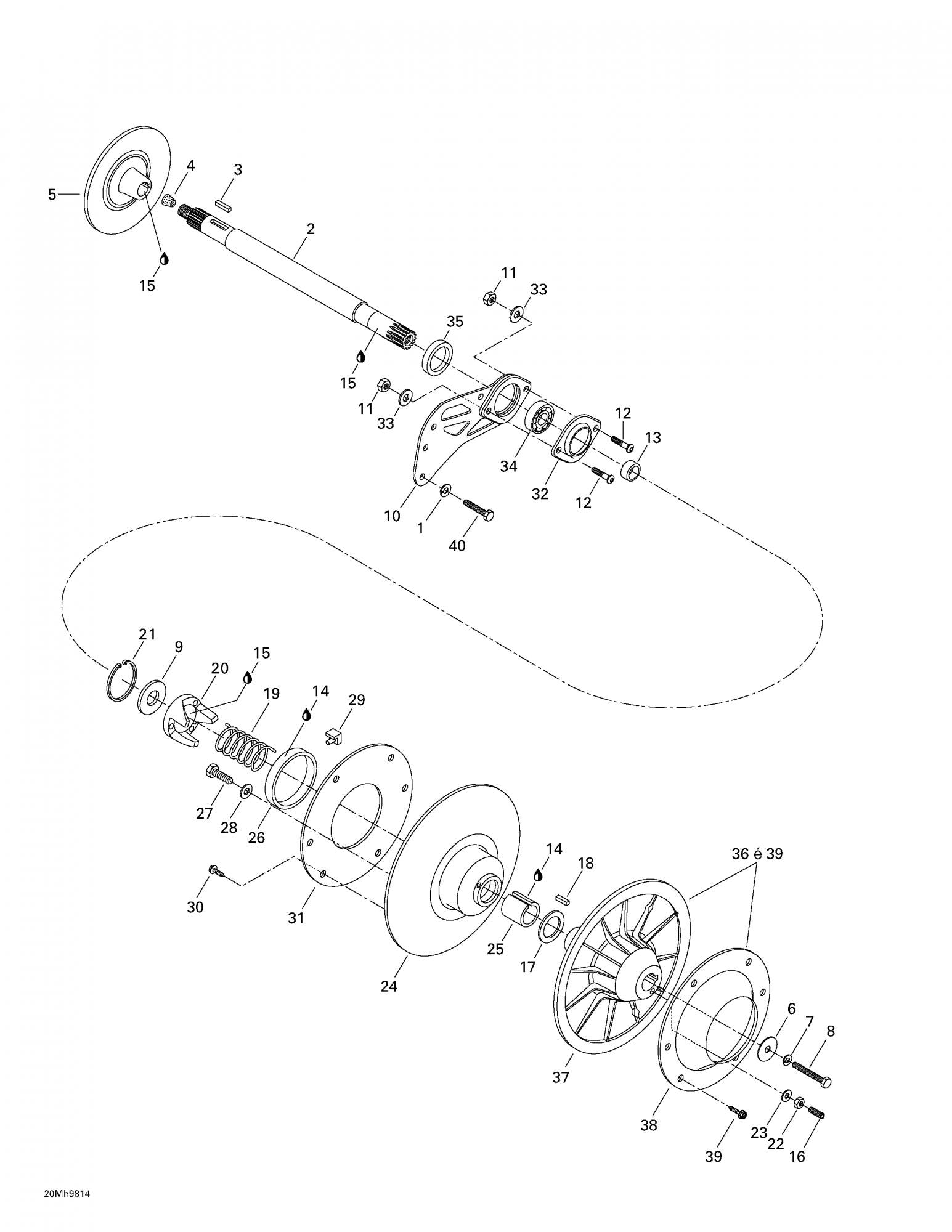 Fits 1998-2005 Ski-Doo Formula Deluxe 500/600/700 / Formula Deluxe 600/700 Models Counter Shaft, OEM Part # 501026300