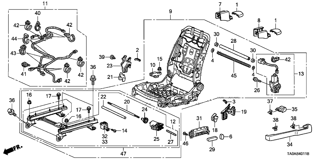 Honda New 2011-2012 Fits Honda Accord Left Front Seat Frame, Part # 81526-TA0-A24