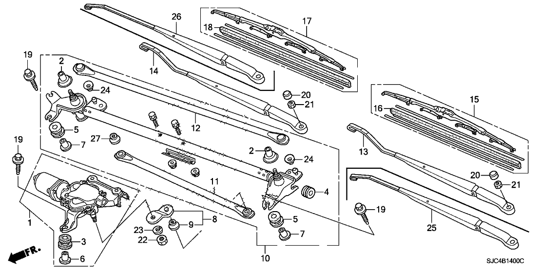 Honda New 2006-2008 Fits Honda Ridgeline Front Wiper Link, Part # 76530-SJC-A01