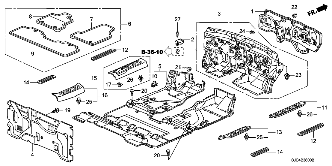 Honda New 2006-2008 Fits Honda Ridgeline Floor Mat Set *NH361L* (CF GRAY), Part # 83600-SJC-A01ZB