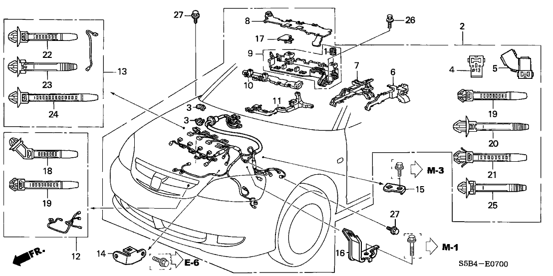 Honda New 2003-2005 Fits Honda Civic Stay, Crank Sensor, Part # 32753-PZA-000