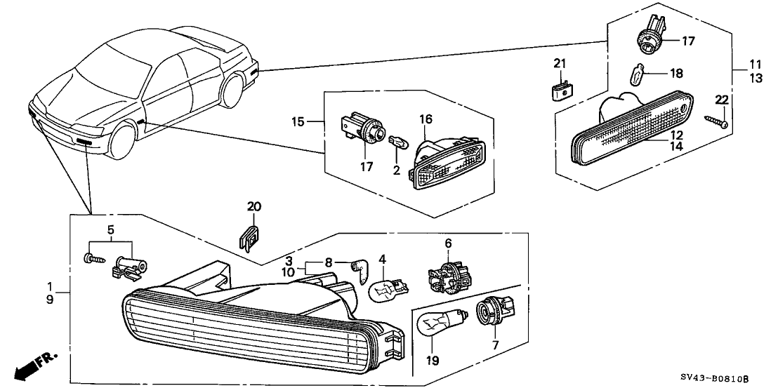 Honda New 1994-1995 Fits Honda Accord Right Lamp Unit, Part # 33302-SV4-A01