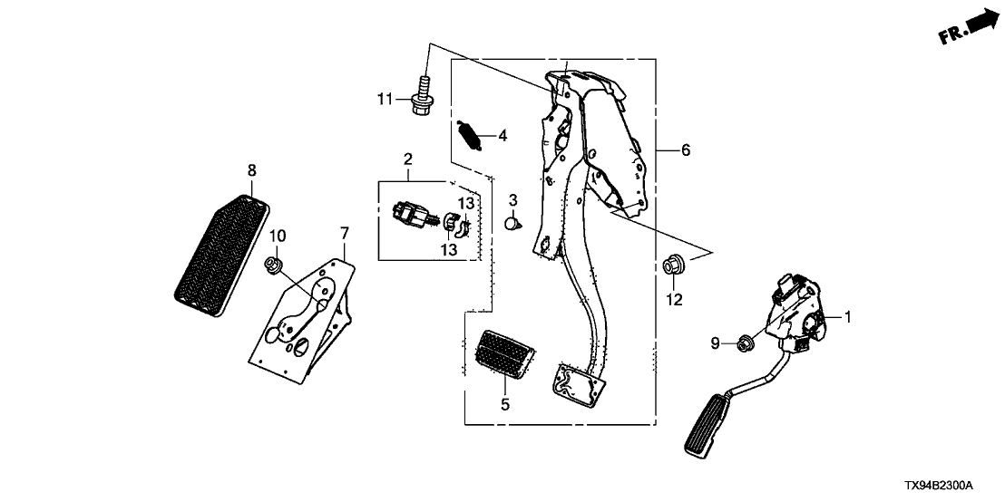 Honda New 2013-2014 Fits Honda Fit EV Brake Pedal Assembly, Part # 46600-TX9-A82