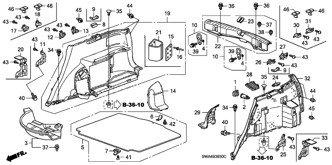 Honda New 2008-2011 Fits Honda CR-V Lining, R. RR. Side *NH642L* (INDIGO BLACK), Part # 84635-SXS-A22ZB