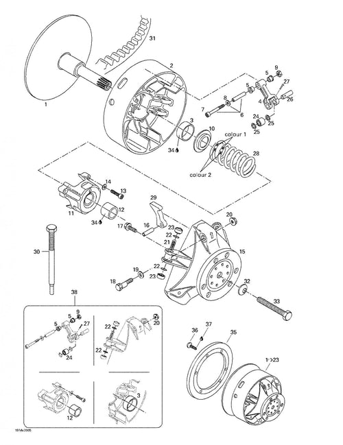 Fits 1999-2007 Ski-Doo Formula 500 LC / Formula Deluxe 380/500 Models Spring Seat, OEM Part # 417222044