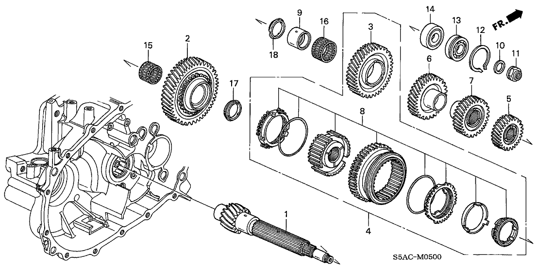 Honda New 2001-2005 Fits Honda Civic Countershaft, Part # 23221-PLW-B50