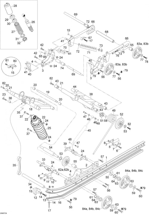 Fits 2006-2007 Ski-Doo Skandic LT 440F Rear Idler Axel, OEM Part # 605352278