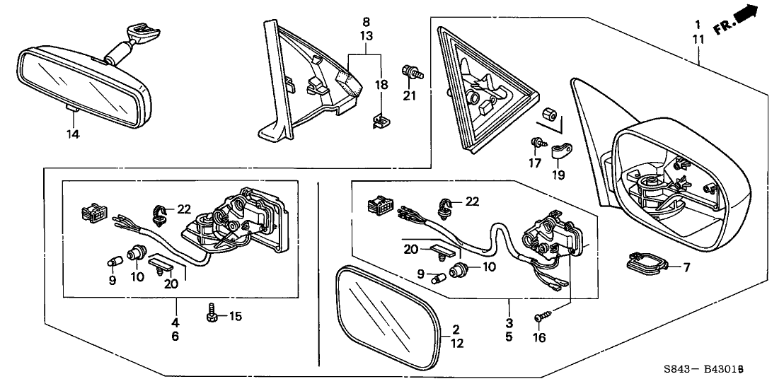 Honda New 1999-2002 Fits Honda Accord Mirror, Driver Side (Flat), Part # 76253-S84-K21