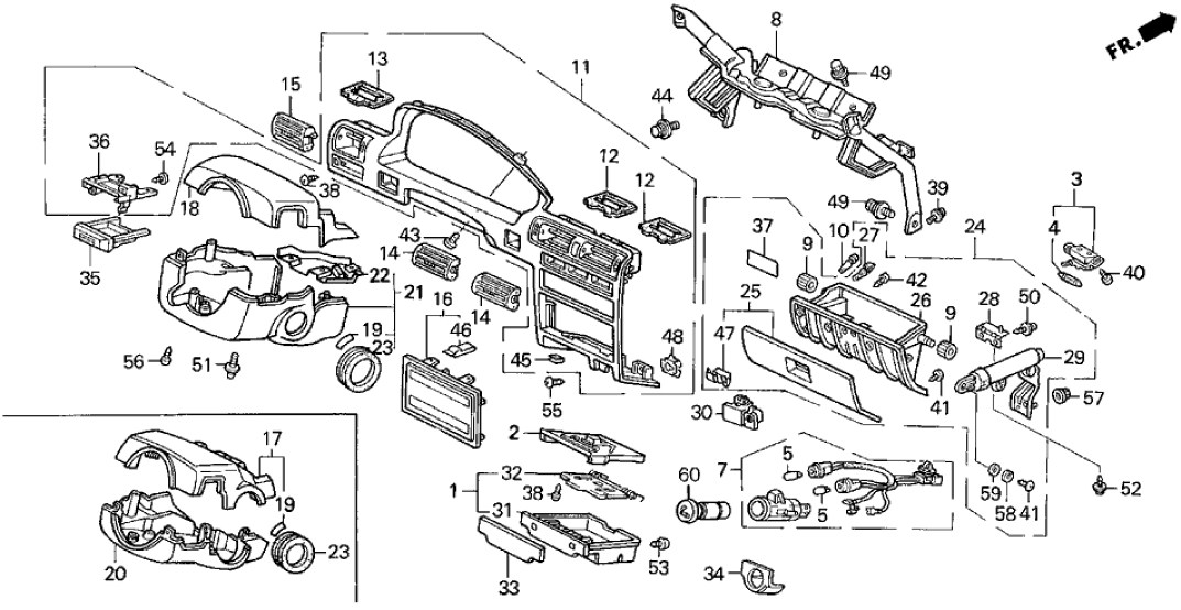Honda New 1990-1993 Fits Honda Accord Lid Assembly, Glove Box (Palmy Gray), Part # 77501-SM4-A01ZB