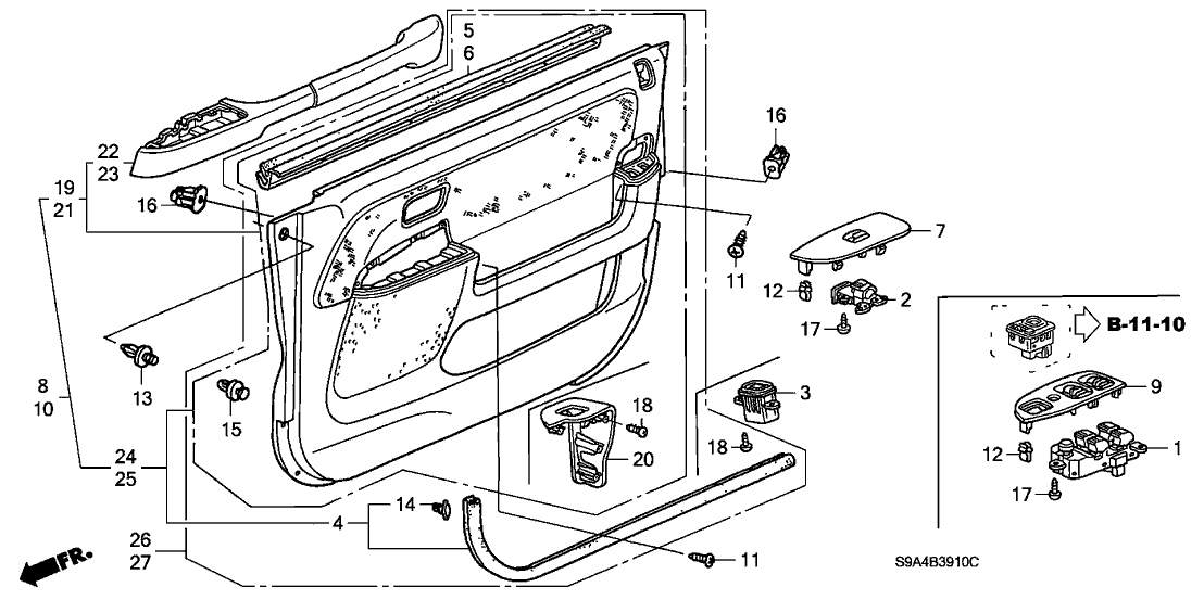 Honda New 2002-2003 Fits Honda CR-V Lining, R. FR. Door *YR202L* (DARK SADDLE), Part # 83533-SCA-A21ZB