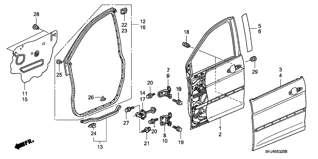 Honda New 2005-2010 Fits Honda Odyssey Right Front Door Skin, Part # 67111-SHJ-A00ZZ