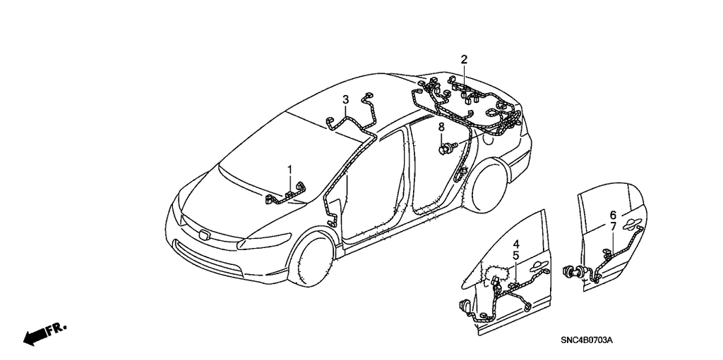 New 2007-2008 Fits Honda Civic Interior Wire, Part # 32155-SNC-A01
