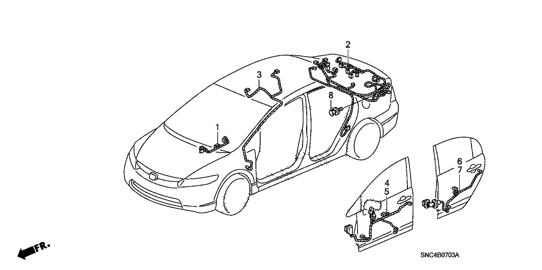 New 2007-2008 Fits Honda Civic Interior Wire, Part # 32155-SNC-A01