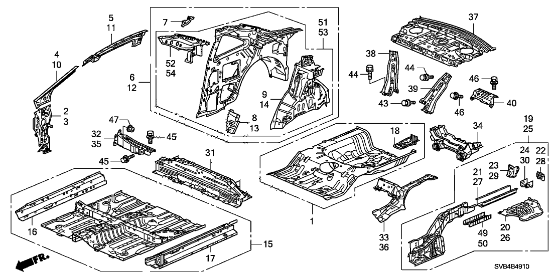 Honda New 2006-2011 Fits Honda Civic Left Rear Bulkhead Gusset, Part # 66721-SNE-A00ZZ