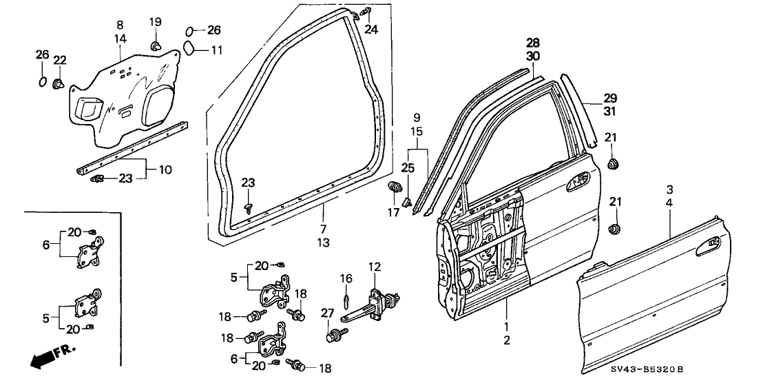 Honda New 1997 Fits Honda Accord Tape, L. FR. Sash (Upper) *NH86* (BLACK GLOSS 40), Part # 67365-SV4-003ZA