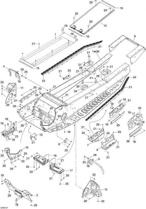 Fits 2006-2007 Ski-Doo Summit 800 HO, Adrenaline & X / Summit Adrenaline 600HO SDI Models Rear Cap Track 151", OEM Part # 518324966