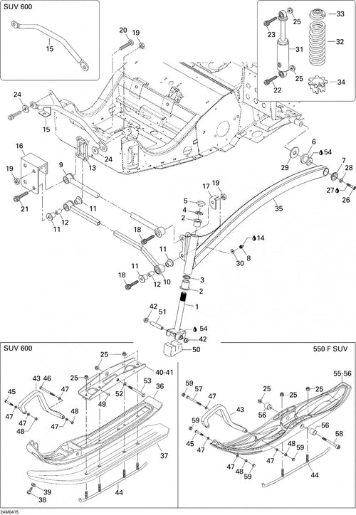Fits 2003-2007 Ski-Doo Skandic SUV 550F / Skandic SUV 600 Bar Suv 600, OEM Part # 605348306