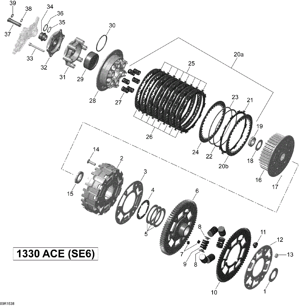 Can-Am - OEM schematic diagram - Part # 2572-420456175 - 05- Clutch _09R1538 | 05- Clutch _09R1535 | 05- Clutch - Ref # 34