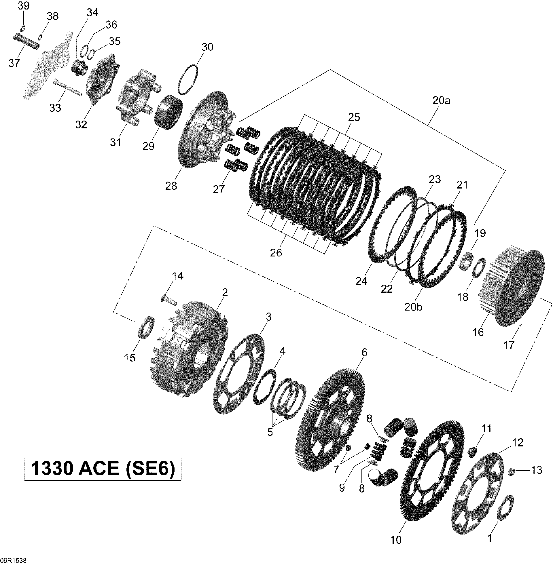 Can-Am - OEM schematic diagram - Part # 2572-420456175 - 05- Clutch _09R1538 | 05- Clutch _09R1535 | 05- Clutch - Ref # 34