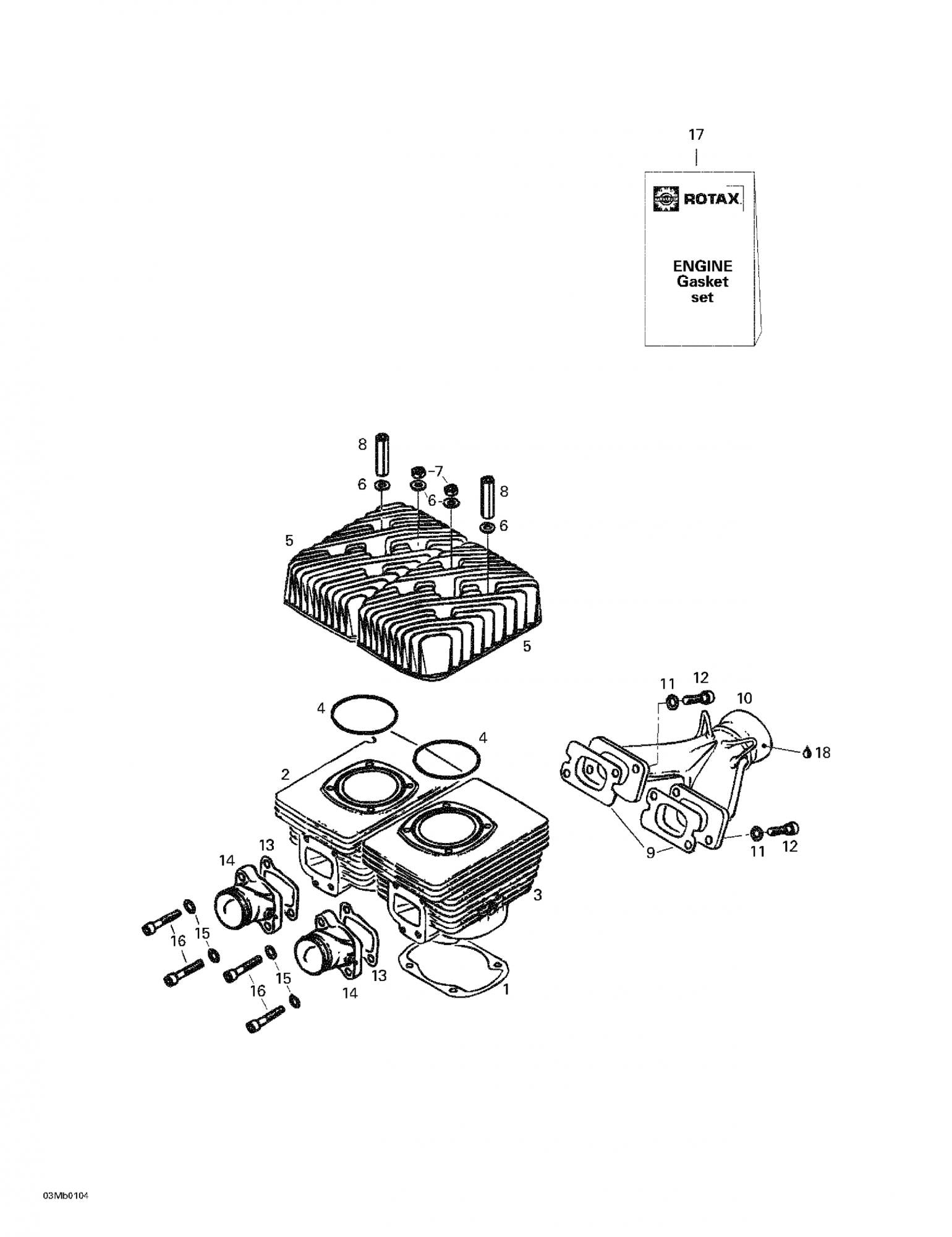 Fits 1999-2006 Ski-Doo Formula Deluxe 380 F / Formula Deluxe 380/500 Models Cylinder With Sleeve, Pto, OEM Part # 420623230