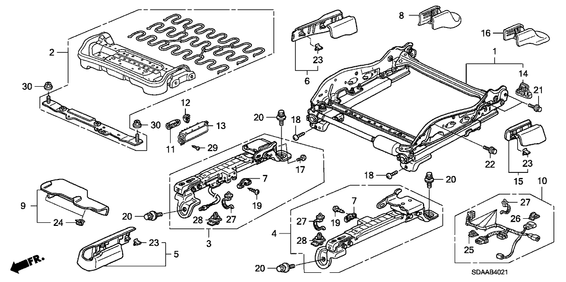 Honda New 2006-2007 Fits Honda Accord Frame, FR. Seat Cushion (Tachi-S/Setex), Part # 81139-SDB-L73
