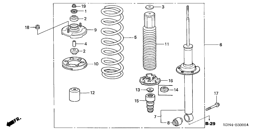 Honda New 2005 Fits Honda Accord Rear Shock Absorber Unit, Part # 52611-SDB-A03