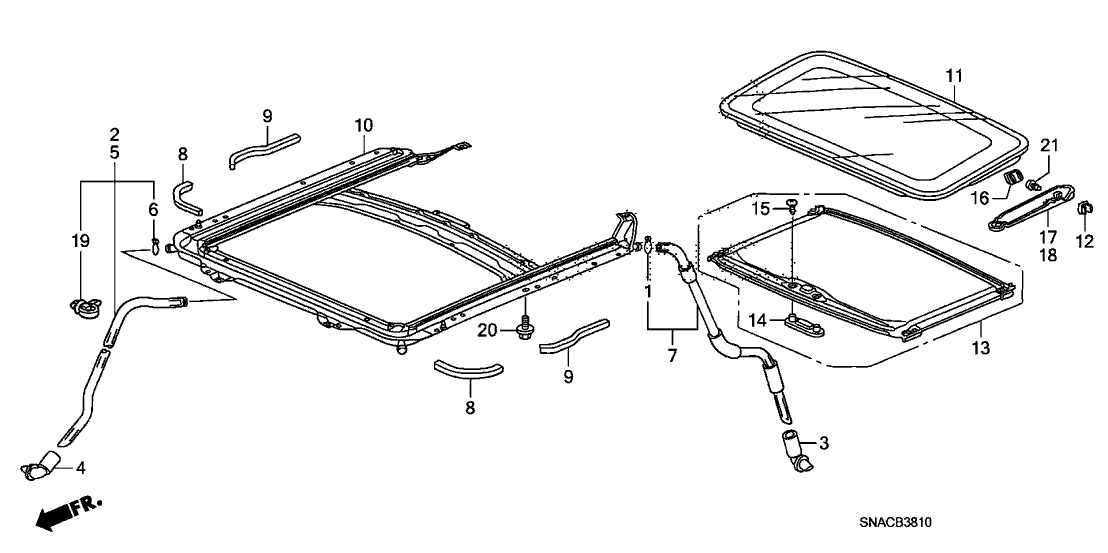 Honda New 2006-2011 Fits Honda Civic Sunroof Frame, Part # 70100-SNE-A01