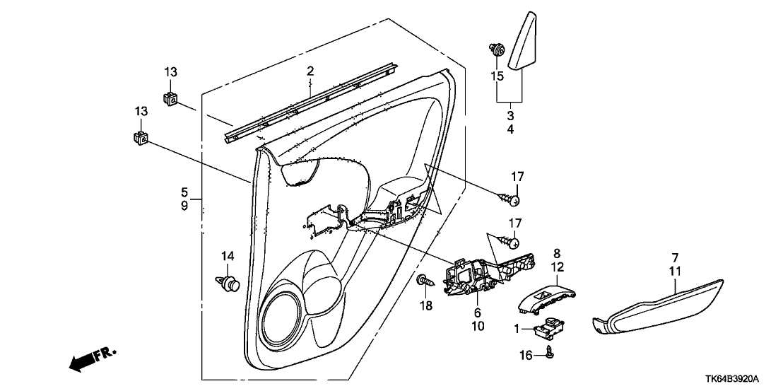 Honda New 2012-2013 Fits Honda Fit Lining, R. RR. Door *NH747L* (KIRABI GRAY), Part # 83730-TK6-A04ZB