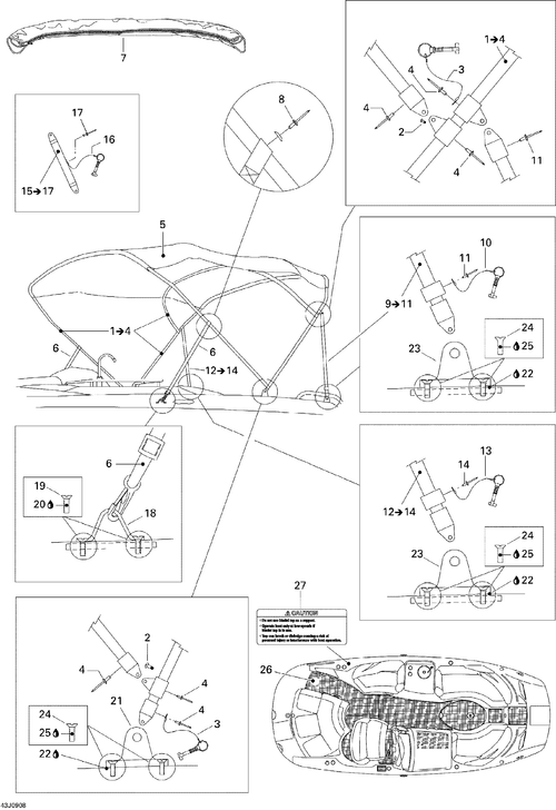 Sea-Doo Bracket-bimini, OEM Part # 204070910