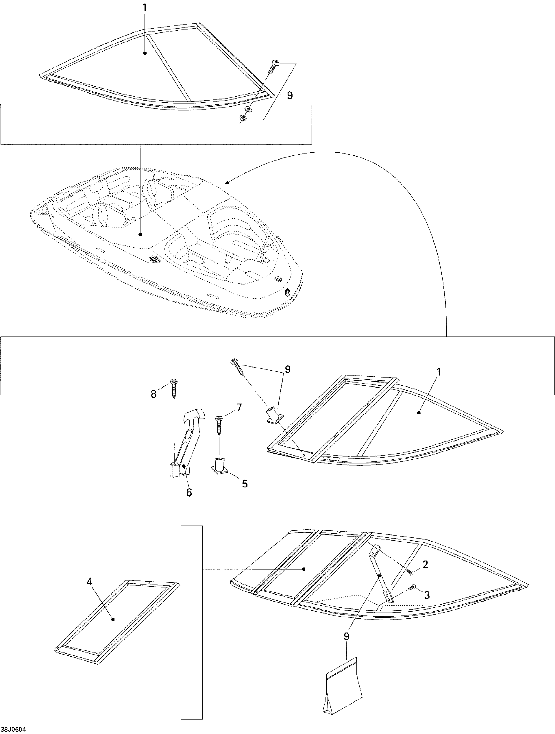 Sea-Doo Windshield ASM KIT, OEM Part # 204072381