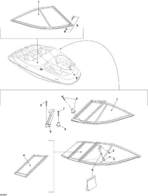 Sea-Doo Windshield ASM KIT, OEM Part # 204072381