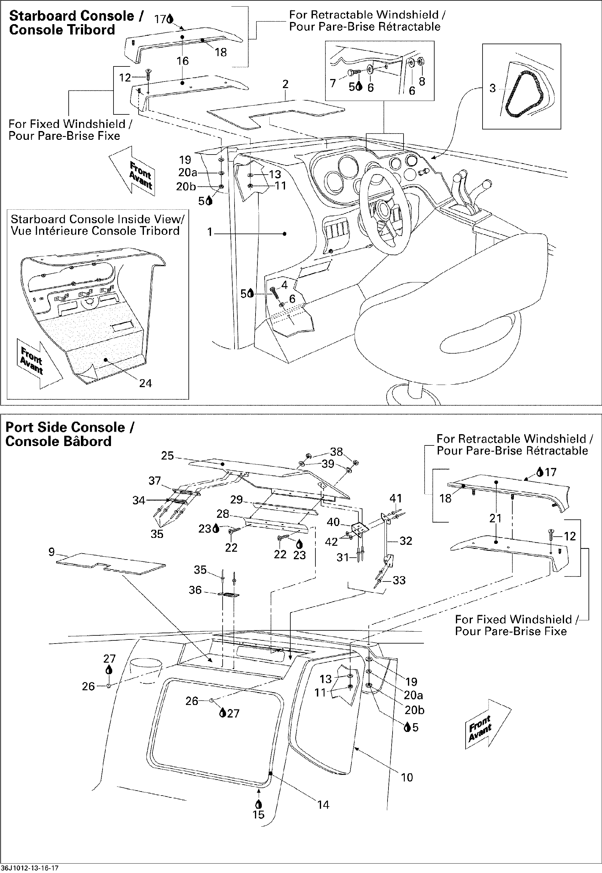 Sea-Doo Console CAP ASM Starboard, OEM Part # 204072689