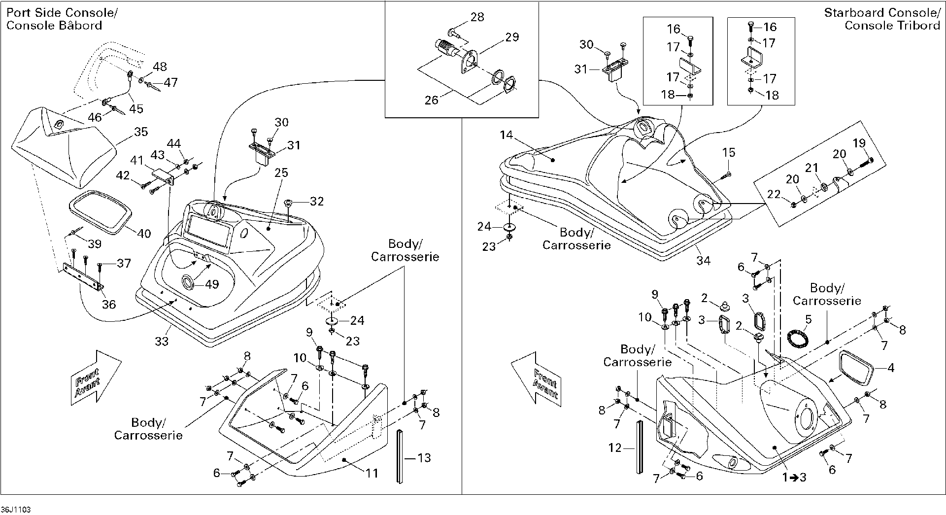 Sea-Doo Upper Console PORT SIDE, OEM Part # 204073455