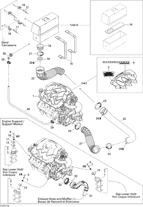 Sea-Doo Admission Adaptor Support, OEM Part # 204250275