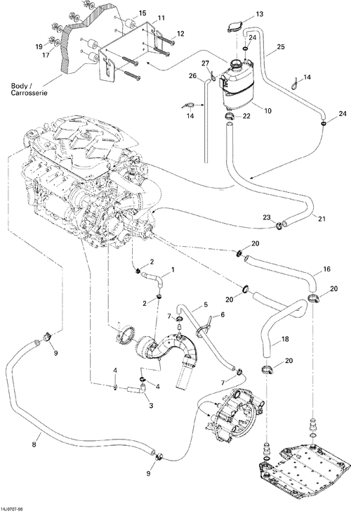 Fits 2007 Sea-Doo Challenger 180 215 IC / Challenger 180SE 215 IC HOSE-1/4, OEM Part # 204300184 - schematic diagram