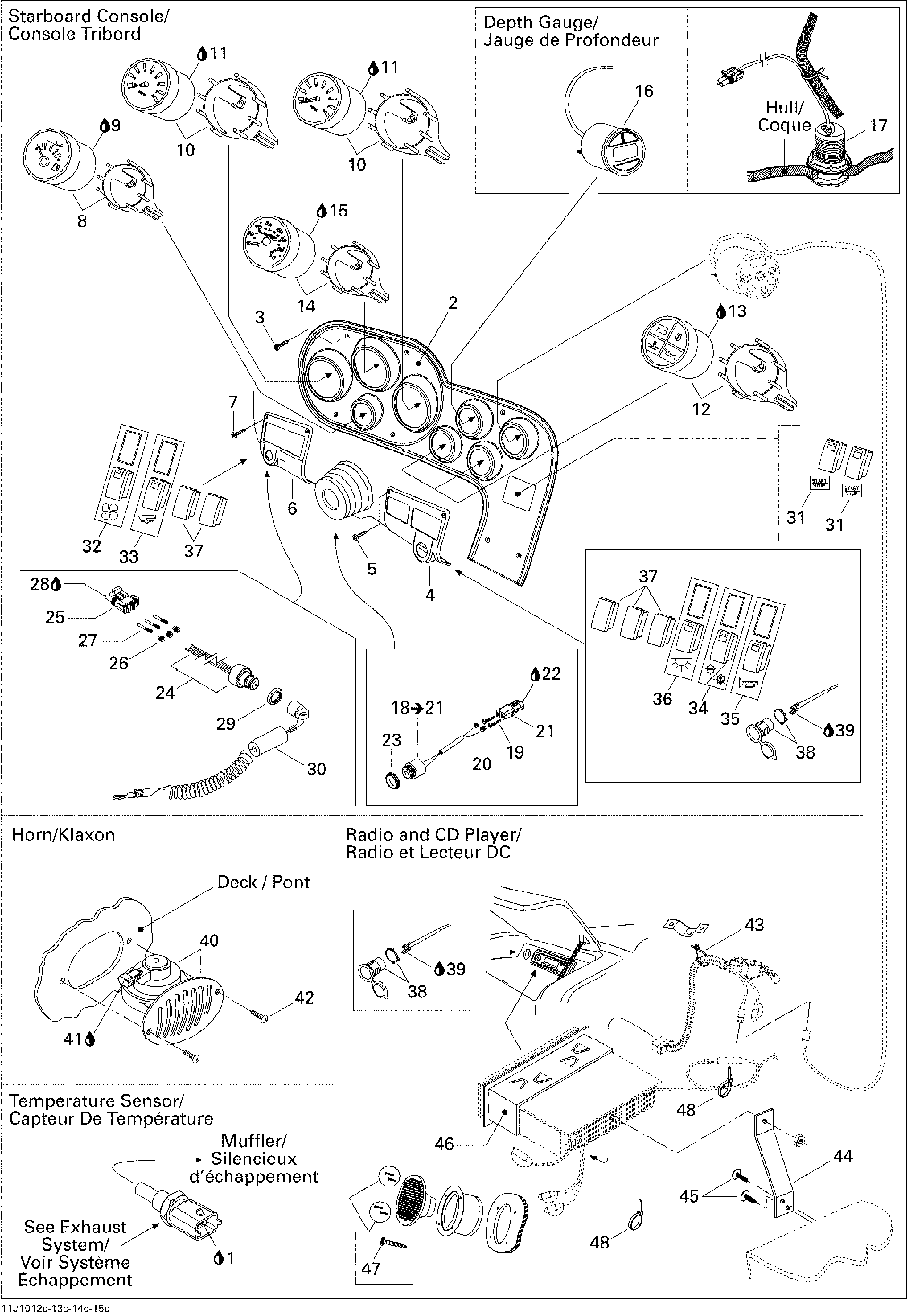 Sea-Doo Engine Warning Gauge, OEM Part # 204471201