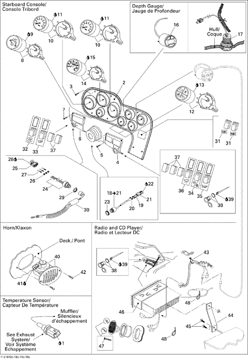 Sea-Doo Engine Warning Gauge, OEM Part # 204471201