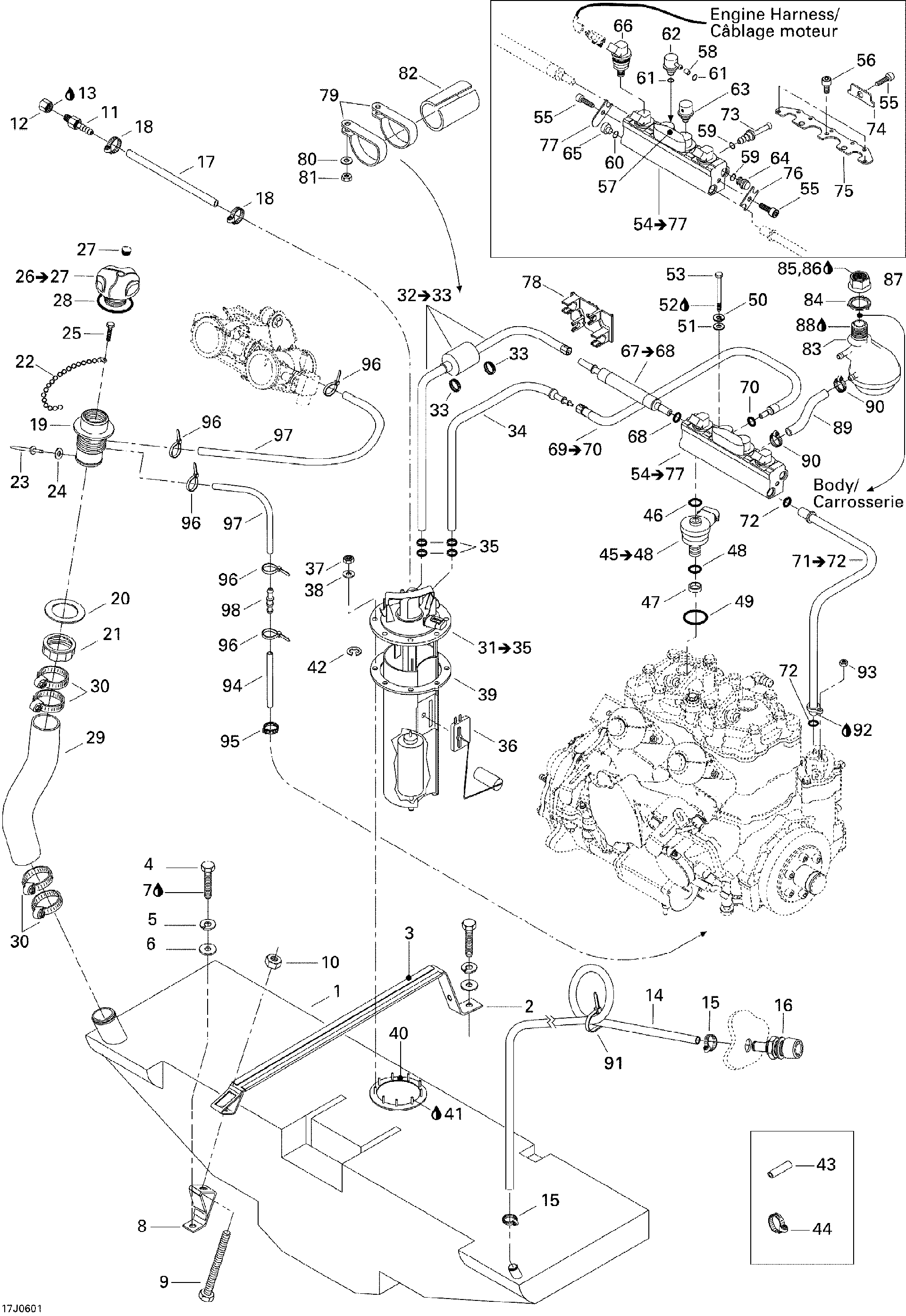 Sea-Doo HOSE Supply ASM, OEM Part # 204560290